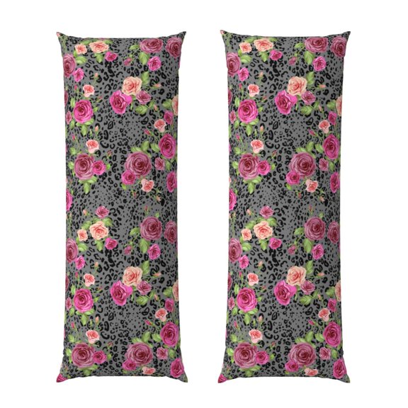 Bixox Rose Mix Leopard Print Body Pillow Cover with Zipper Closure, Cozy Fuzzy Fleece Body Pillow Case Cover 20 x 54 Inches,Long Body Pillow Pillowcase
