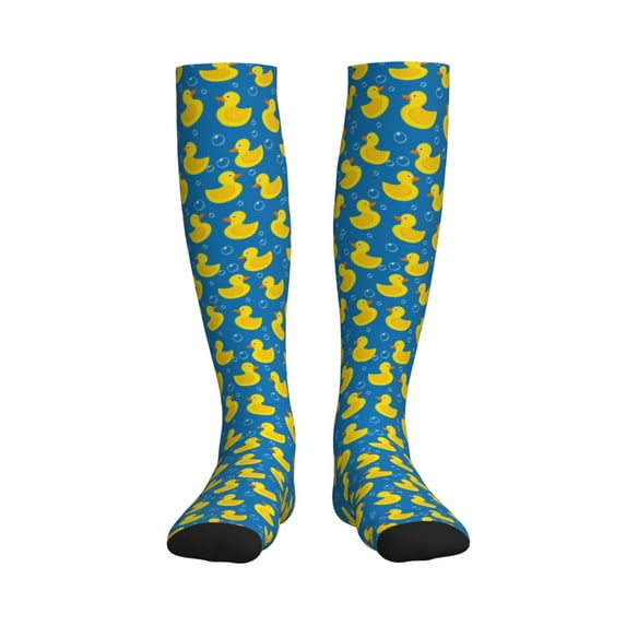 Bixox Rubber Duck Print Compression Socks,Compression Socks Women & Men Circulation for Medical,Running,Athletic