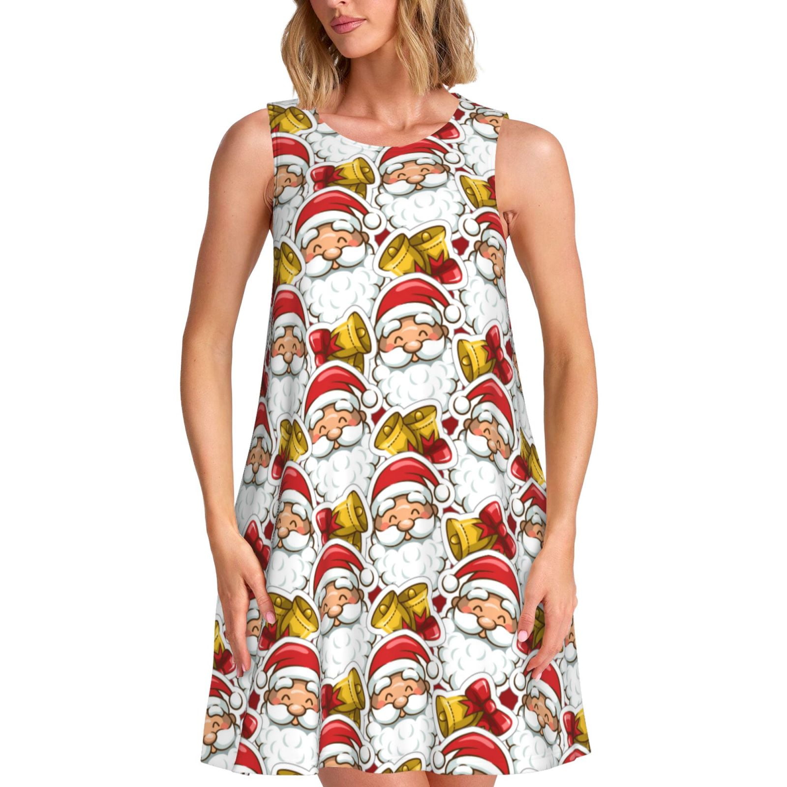 Santa Beach Christmas Button Up Adult Amelia Dress