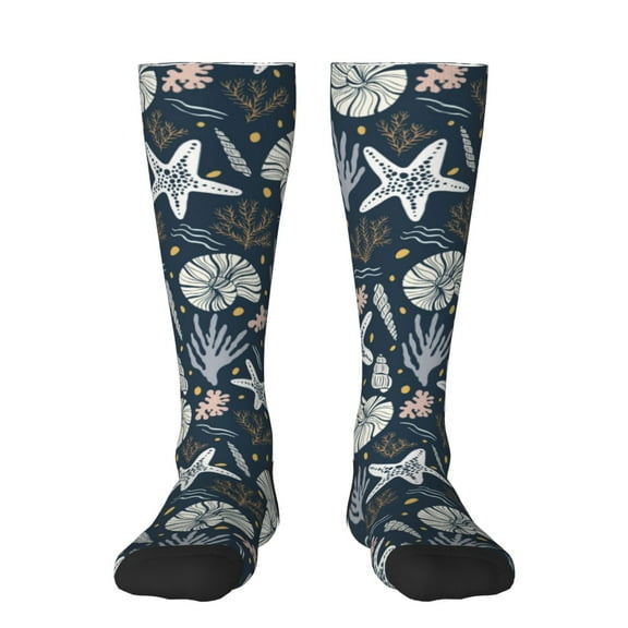 Bixox Sea Shells 1 Patterned Men's and Women's Knee Socks High Socks Outdoor Sports Socks