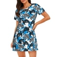 thumbnail image 1 of Bixox Sea Turtle Life Pattern Women's Nightgown, Soft & Breathable Sleepwear, Round Neck Knee-Length Pajama Dress,Loungewear for Home & Sleep, 1 of 7