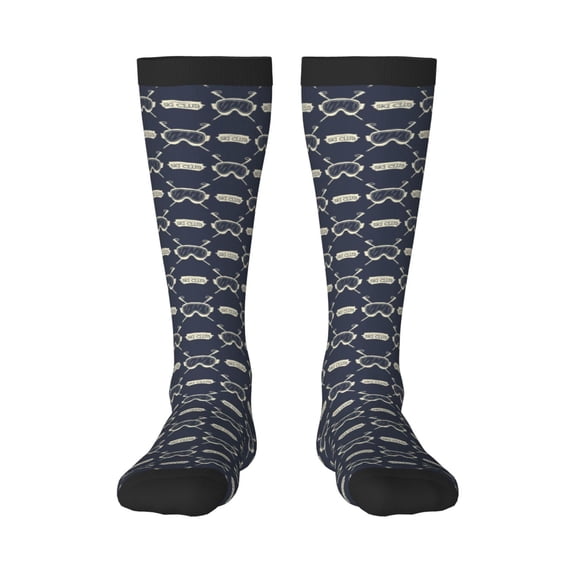 Bixox Ski Goggles Vintage Print Patterned Men's and Women's Knee Socks High Socks Outdoor Sports Socks