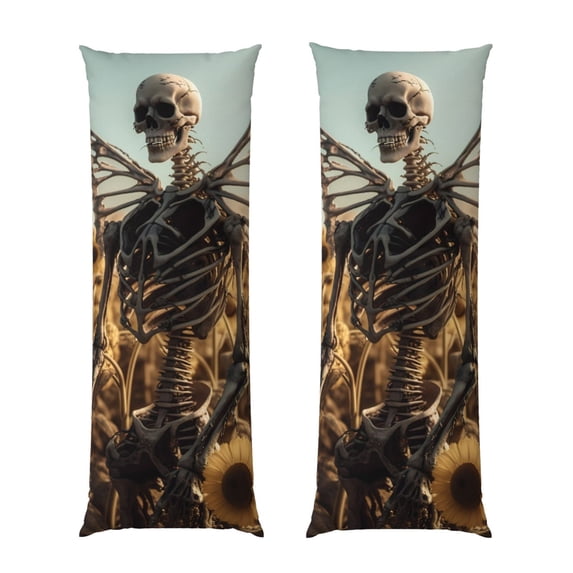 Bixox Skull Butterfly Sunflower Print Body Pillow Cover with Zipper Closure, Cozy Fuzzy Fleece Body Pillow Case Cover 20 x 54 Inches,Long Body Pillow Pillowcase
