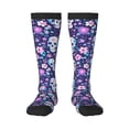 thumbnail image 1 of Bixox Skull Purple Flower Patterned Men's and Women's Knee Socks High Socks Outdoor Sports Socks, 1 of 1