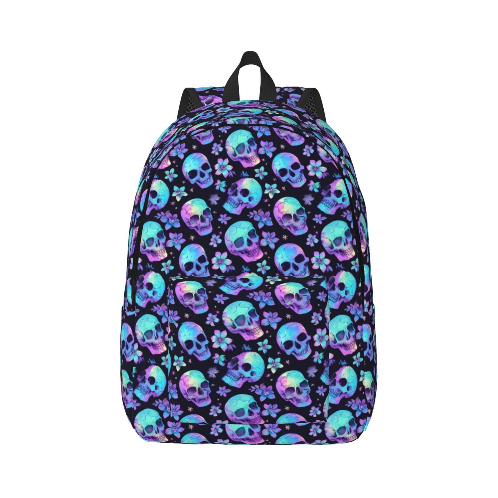 Bixox Skull flower tie dye Printing Canvas Backpack Lightweight Casual