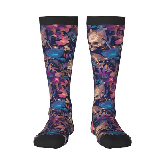 Bixox Skull starry sky flower Patterned Men's and Women's Knee Socks High Socks Outdoor Sports Socks