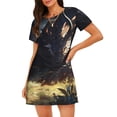thumbnail image 1 of Bixox Sleeping Dragon In Forest Pattern Women's Nightgown, Soft & Breathable Sleepwear, Round Neck Knee-Length Pajama Dress,Loungewear for Home & Sleep, 1 of 7