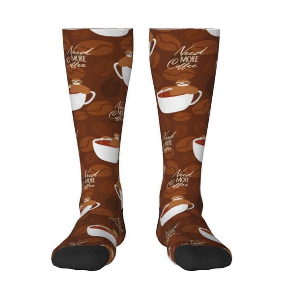 Bixox Sloths Need More Coffee Patterned Men's and Women's Knee Socks High Socks Outdoor Sports Socks