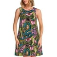thumbnail image 1 of Bixox Snake And Flower Print Women's Sleeveless A-Line Dress with Pockets, Casual Knee-Length Tank Dress for Summer-Large, 1 of 7