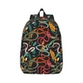 thumbnail image 1 of Bixox Snake And Flower Printing Canvas Backpack Lightweight Casual Travel Backpack School Backpack Fits 15.6 Inch Notebook, 1 of 5