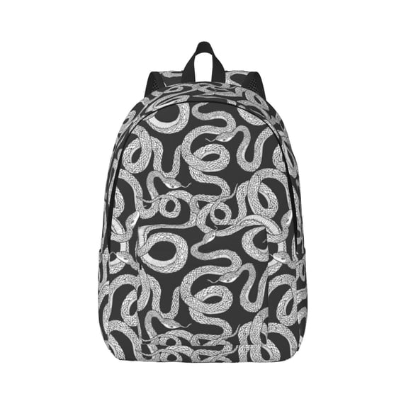 Bixox Snake Printing Canvas Backpack Lightweight Casual Travel Backpack School Backpack Fits 15.6 Inch Notebook