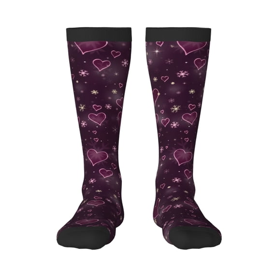 Bixox Snowflakes and Hearts Patterned Men's and Women's Knee Socks High Socks Outdoor Sports Socks