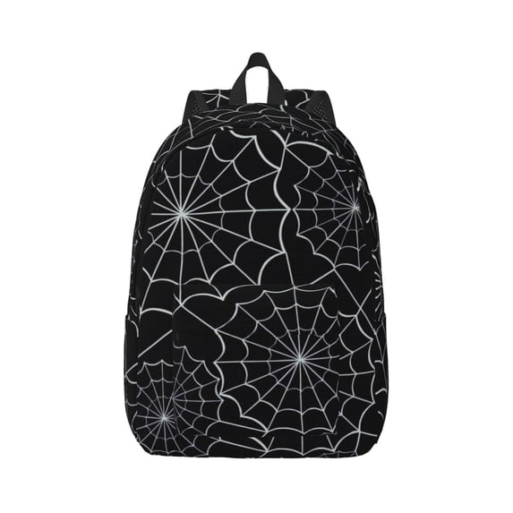 Bixox Spider Web Black Printing Canvas Backpack Lightweight Casual Travel Backpack School Backpack Fits 15.6 Inch Notebook