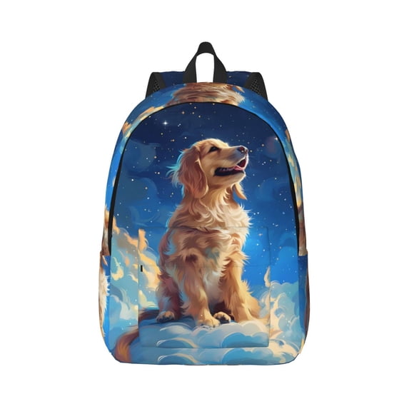 Bixox Starry Sky Cloud Dog Printing Canvas Backpack Lightweight Casual Travel Backpack School Backpack Fits 15.6 Inch Notebook