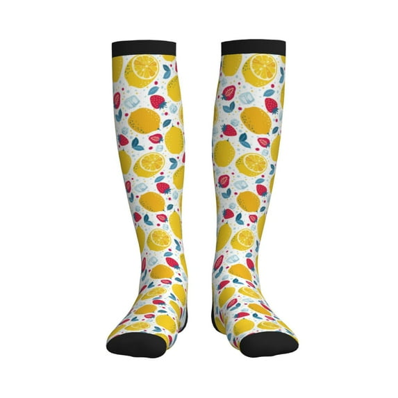 Bixox Strawberry Lemon Print Compression Socks,Compression Socks Women & Men Circulation for Medical,Running,Athletic