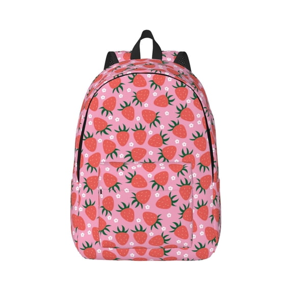 Bixox Strawberry Printing Canvas Backpack Lightweight Casual Travel Backpack School Backpack Fits 15.6 Inch Notebook