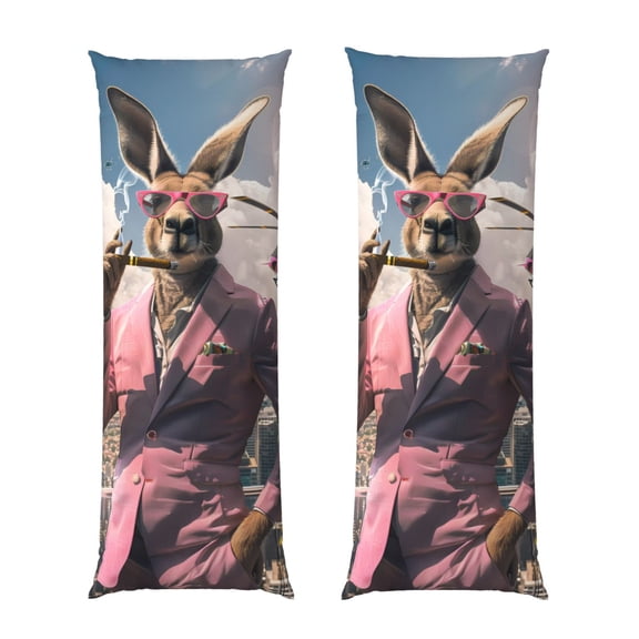 Bixox Stylish Kangaroo In Suit Print Body Pillow Cover with Zipper Closure, Cozy Fuzzy Fleece Body Pillow Case Cover 20 x 54 Inches,Long Body Pillow Pillowcase