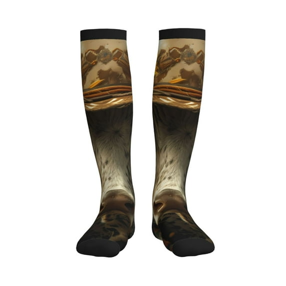 Bixox Sunflower Cowboy Hat Cow Print Compression Socks,Compression Socks Women & Men Circulation for Medical,Running,Athletic