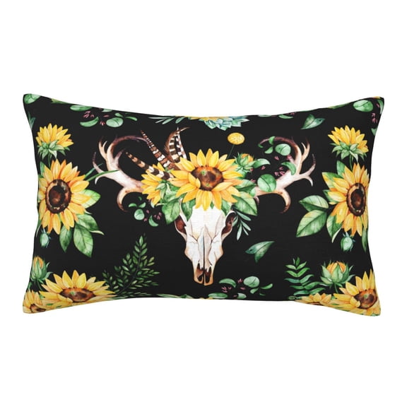 Bixox Sunflower Skull Printed Pillow Protector,Super Soft Ideal for Home,Guests,Rentals - 14"x20"