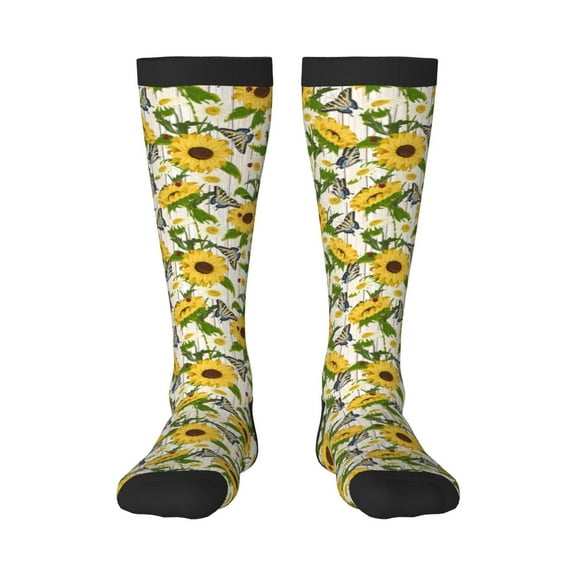 Bixox Sunflowers And Butterflies Patterned Men's and Women's Knee Socks High Socks Outdoor Sports Socks