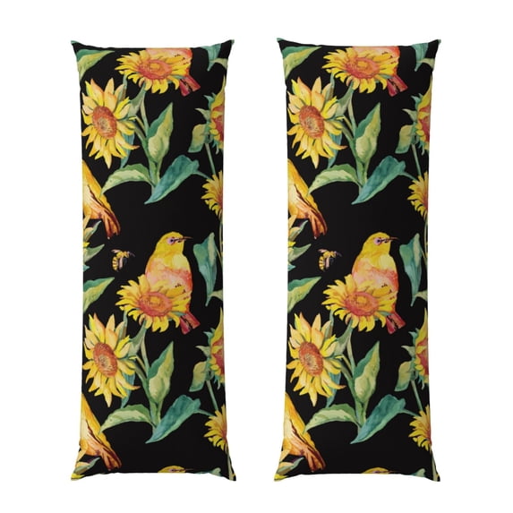 Bixox Sunflowers And Bird Print Body Pillow Cover with Zipper Closure, Cozy Fuzzy Fleece Body Pillow Case Cover 20 x 54 Inches,Long Body Pillow Pillowcase