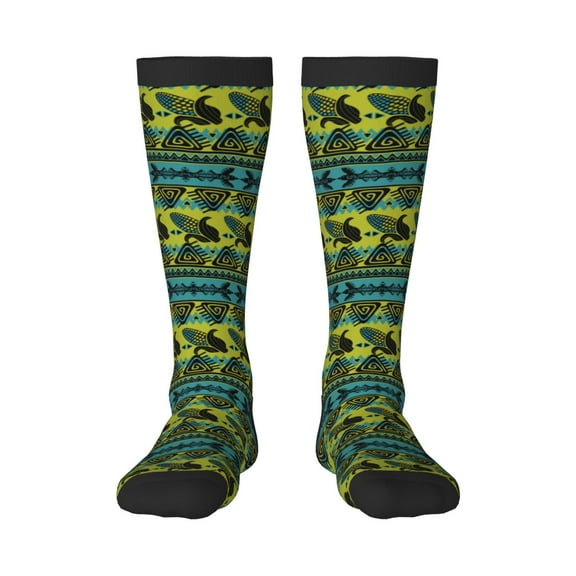 Bixox Teal Vintage Corn Pattern Patterned Men's and Women's Knee Socks High Socks Outdoor Sports Socks