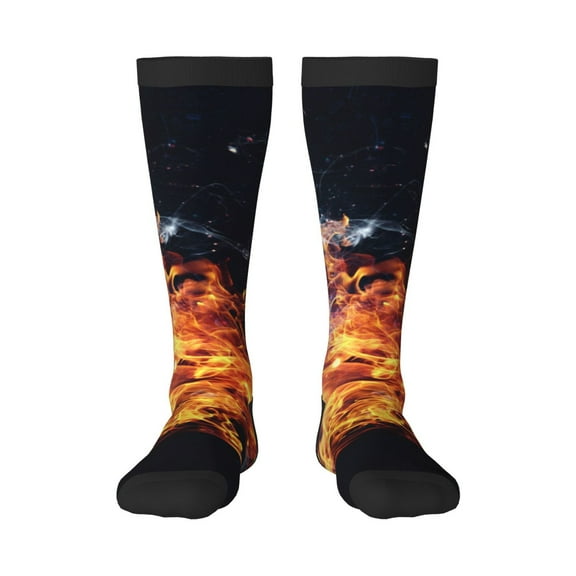 Bixox Tennis Ball In Fire1 Patterned Men's and Women's Knee Socks High Socks Outdoor Sports Socks