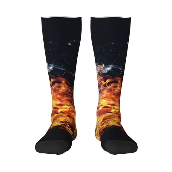 Bixox Tennis Ball In Fire1 Patterned Men's and Women's Knee Socks High Socks Outdoor Sports Socks