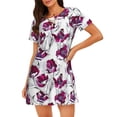thumbnail image 1 of Bixox Tulips Flowers Pattern Women's Nightgown, Soft & Breathable Sleepwear, Round Neck Knee-Length Pajama Dress,Loungewear for Home & Sleep, 1 of 7