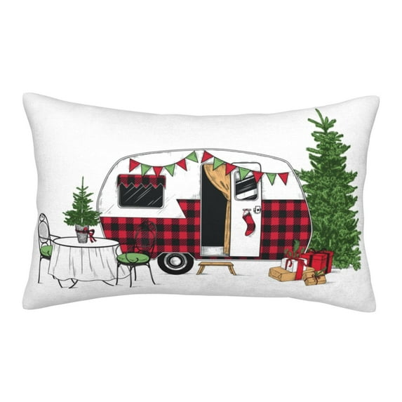 Bixox Vintage Buffalo Plaid Christmas Camper Printed Pillow Protector,Super Soft Ideal for Home,Guests,Rentals - 14"x20"