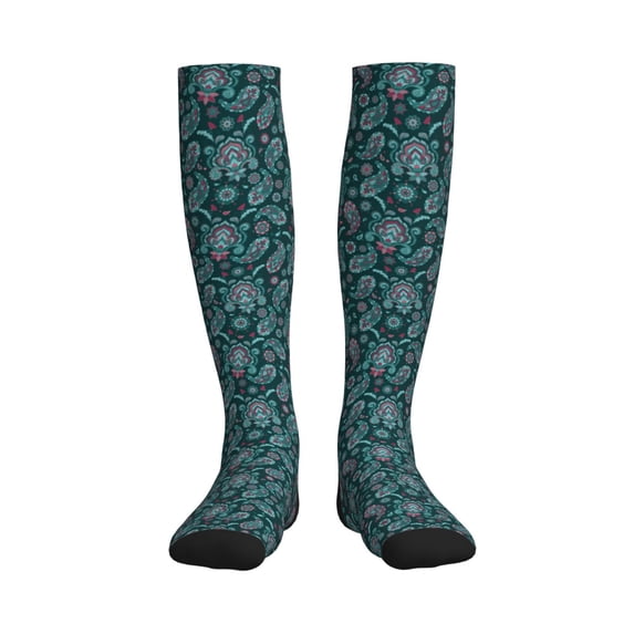 Bixox Vintage Floral Print Compression Socks,Compression Socks Women & Men Circulation for Medical,Running,Athletic