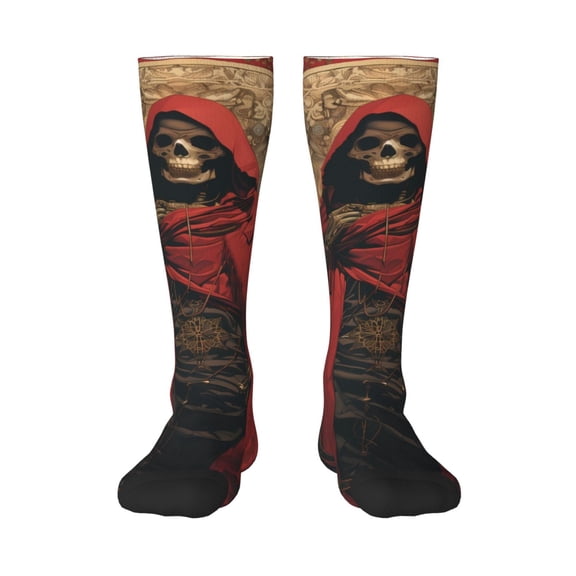 Bixox Vintage Rose Scepter Skull Patterned Men's and Women's Knee Socks High Socks Outdoor Sports Socks