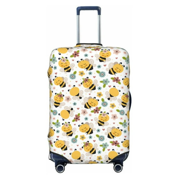 Bixox Washable Bee and Flowers Printed Luggage Cover, Fashion Suitcase Protector Fits for Small luggage