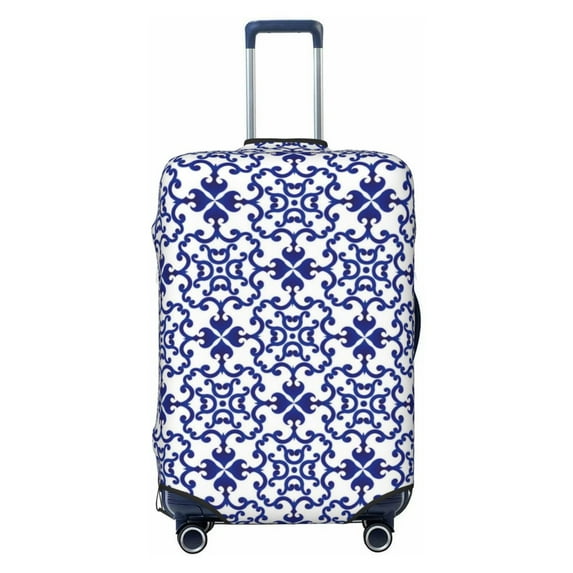 Bixox Washable Blue And White Porcelain Chinaware Printed Luggage Cover, Fashion Suitcase Protector Fits for Large luggage