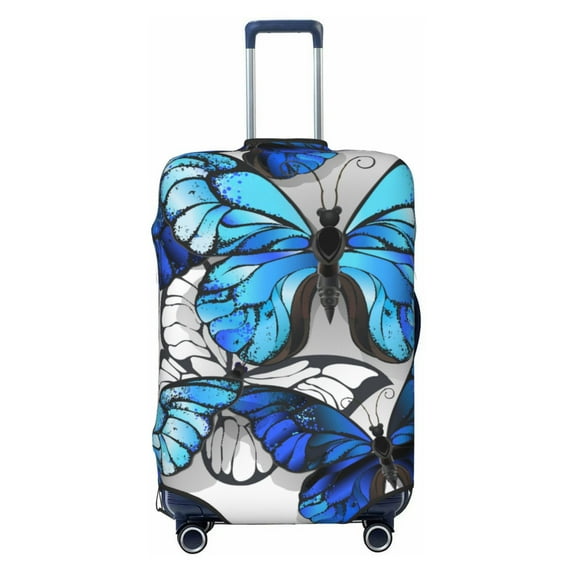 Bixox Washable Blue and White Butterflies Printed Luggage Cover, Fashion Suitcase Protector Fits for Small luggage