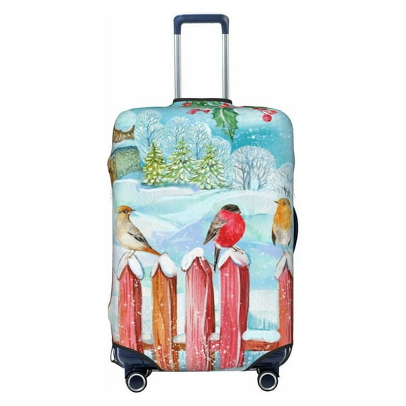 Bixox Washable Christmas Birds Printed Luggage Cover, Fashion Suitcase Protector Fits for Small luggage