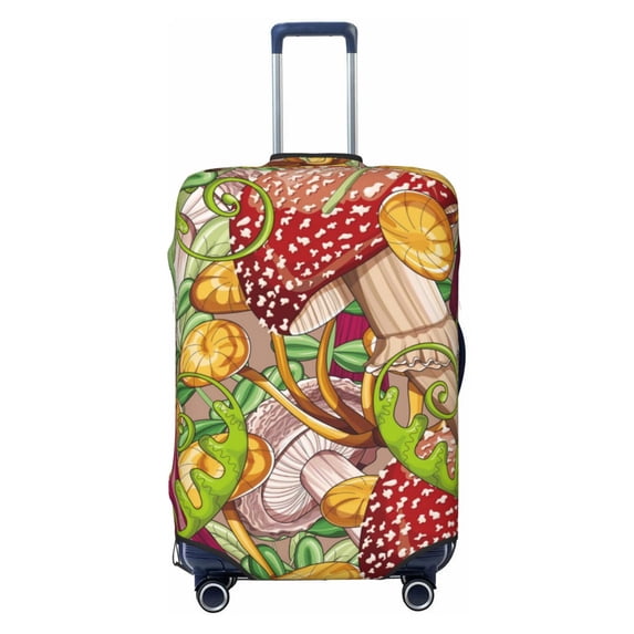 Bixox Washable Colored Large Mushrooms and Leaves Printed Luggage Cover, Fashion Suitcase Protector Fits for Large luggage