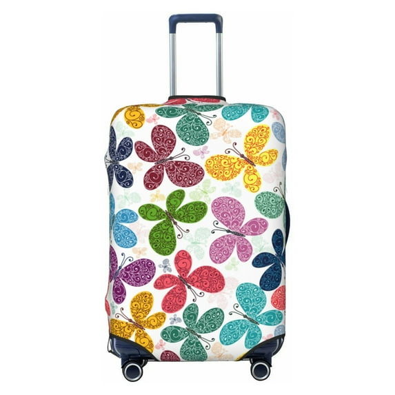 Bixox Washable Colorful Butterflies Printed Luggage Cover, Fashion Suitcase Protector Fits for Medium luggage