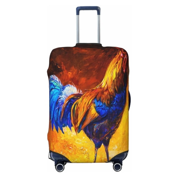 Bixox Washable Colorful Rooster Printed Luggage Cover, Fashion Suitcase Protector Fits for Medium luggage