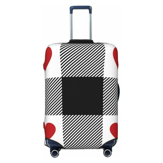 Bixox Washable Heart Black Buffalo Plaid Gingham Printed Luggage Cover, Fashion Suitcase Protector Fits for X-Large luggage