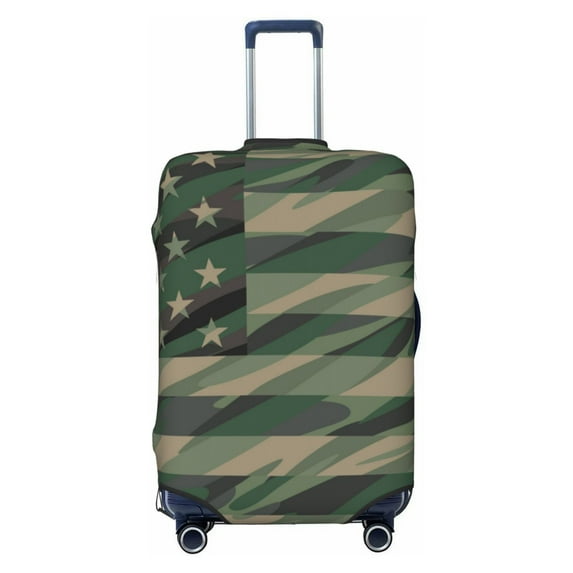 Bixox Washable Jungle Green Camo USA Flag Printed Luggage Cover, Fashion Suitcase Protector Fits for X-Large luggage