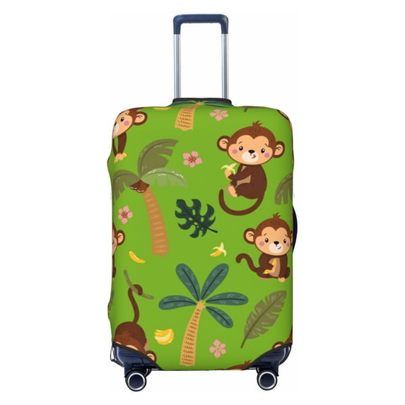 Bixox Washable Monkeys Swinging from Palms Printed Luggage Cover, Fashion Suitcase Protector Fits for Small luggage