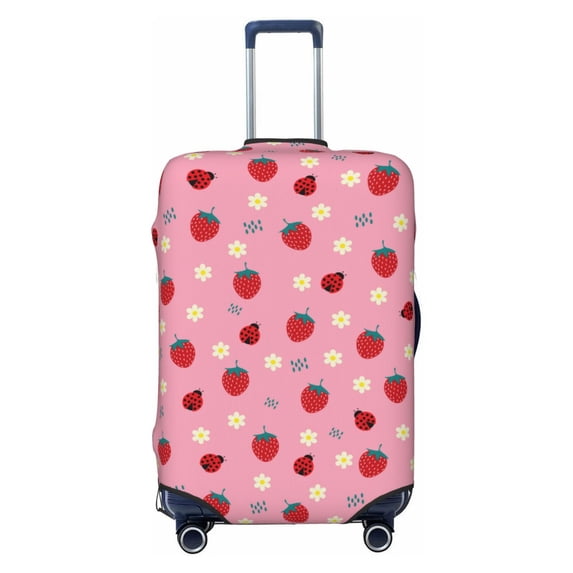 Bixox Washable Strawberry and Ladybugs Printed Luggage Cover, Fashion Suitcase Protector Fits for Medium luggage