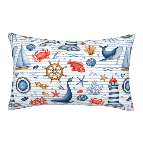 Bixox Watercolor Nautical Printed Pillow Protector,Super Soft Ideal for Home,Guests,Rentals - 16"x24"
