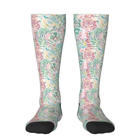 Bixox Watercolor Tiger Patterned Men's and Women's Knee Socks High Socks Outdoor Sports Socks