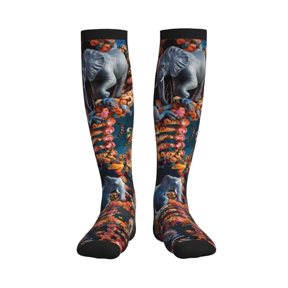 Bixox Whimsical Animal Spiral Print Compression Socks,Compression Socks Women & Men Circulation for Medical,Running,Athletic