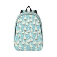 thumbnail image 1 of Bixox White Geese and Flower Printing Canvas Backpack Lightweight Casual Travel Backpack School Backpack Fits 15.6 Inch Notebook, 1 of 5