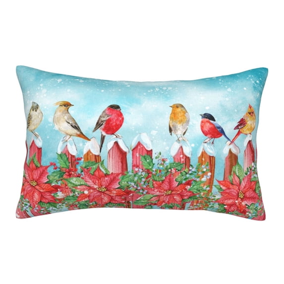 Bixox Winter Birds on the Fence Printed Pillow Protector,Super Soft Ideal for Home,Guests,Rentals - 14"x20"