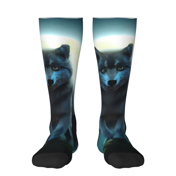 Bixox Wolf Patterned Men's and Women's Knee Socks High Socks Outdoor Sports Socks