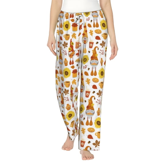 Bixox Women's Autumn Harvest Gnomes Patterned Pajama Pants Loungewear